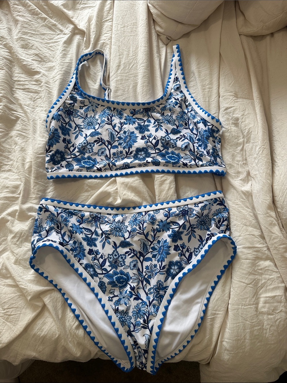 Blue Floral Two-Piece Swim Set